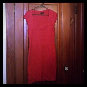 Red bodycon sleeveless sweater dress